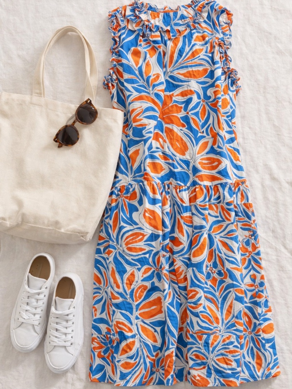 Maggy London Blue, Orange & White Floral Dress - Picture 4 of 10